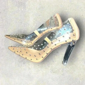 Brand new size 9.5 shoe dazzle clear heels with spikes